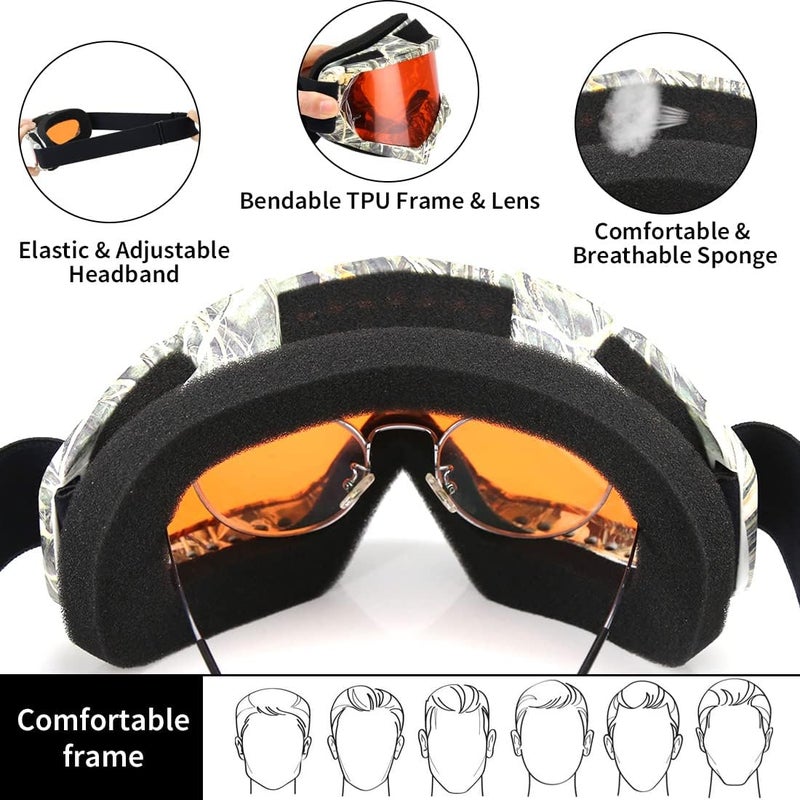JAMIEWIN Motocross Goggles with Camo Frame and Orange Lens - Image 5