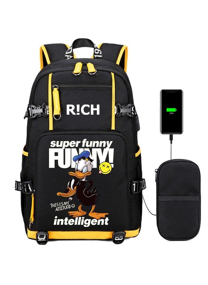 Generic - Donald Duck Junior High School Student Backpack Primary School Student Large Capacity School Bag Pencil case set 30*14*47cm - Image 1