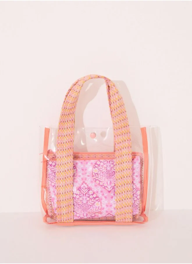 women'secret Pack of 3 pink raffia toiletry bags