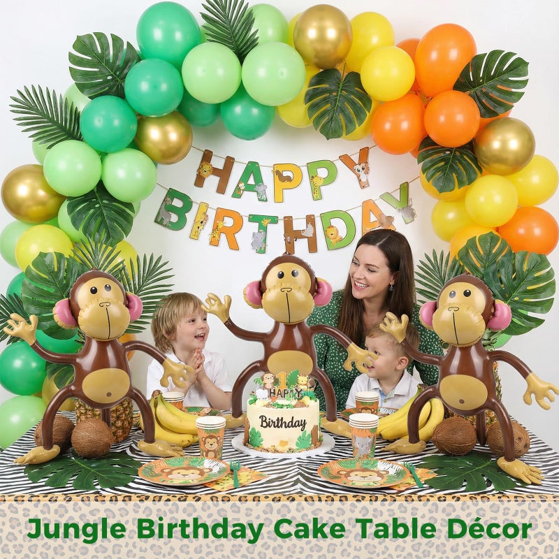 FUTUREPLUSX 3 PCS Inflatable Monkeys, Jungle Animal Balloons Jungle Themed Birthday Party Decorations Baby Shower Party Supplies - Image 2
