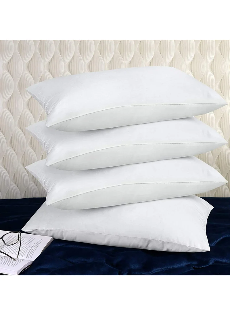 Donetella 4 Pieces Hotel Pillow Cotton shell Double Edge Stitched Premium Gel Fiber 1600 gms Filling each 50x75 Soft Loft,White