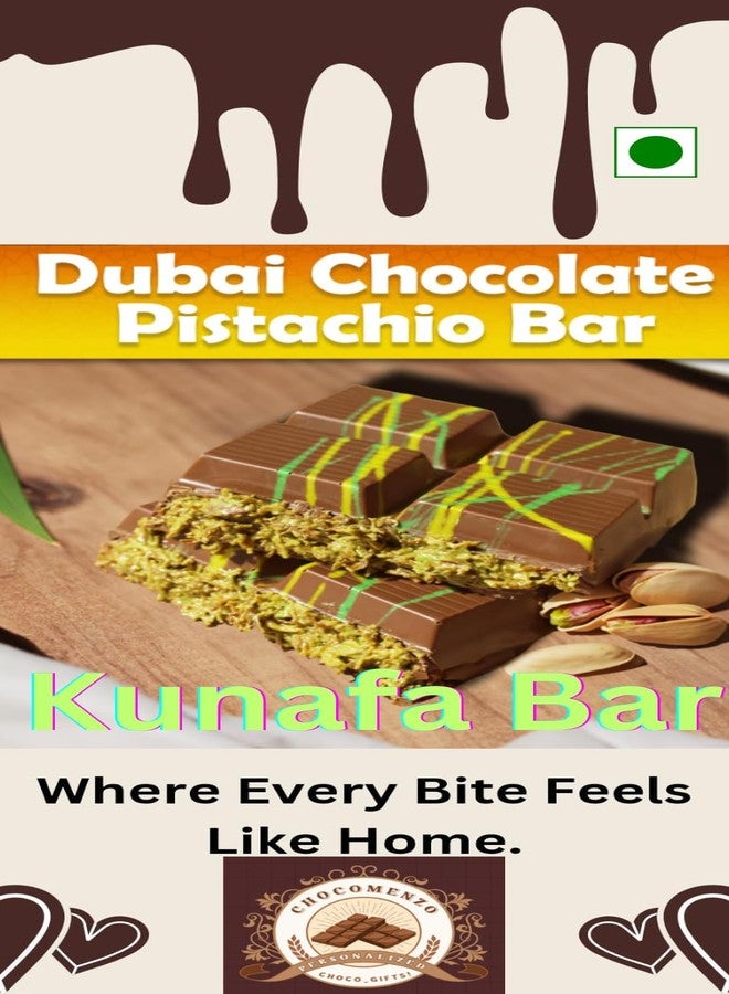 ChocoMenzo Dubai Kunafa Bar – Delicious Chocolate-Coated Middle Eastern Dessert in Elegant Gift Box – Perfect for Gifting or Enjoying (200g) - Image 1