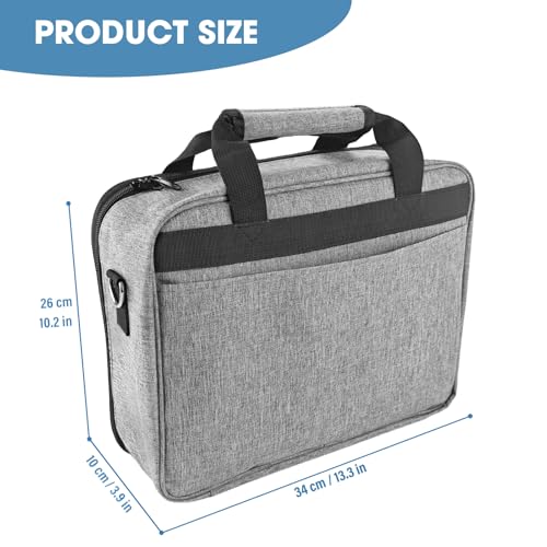 ZKOO Projector Carrying Case, Projector Bag Compatible with Most Projectors, Includes Storage Pockets & Adjustable Shoulder Straps, Travel Projector Case, 14" x 11" x 4" (Gray) - Image 3