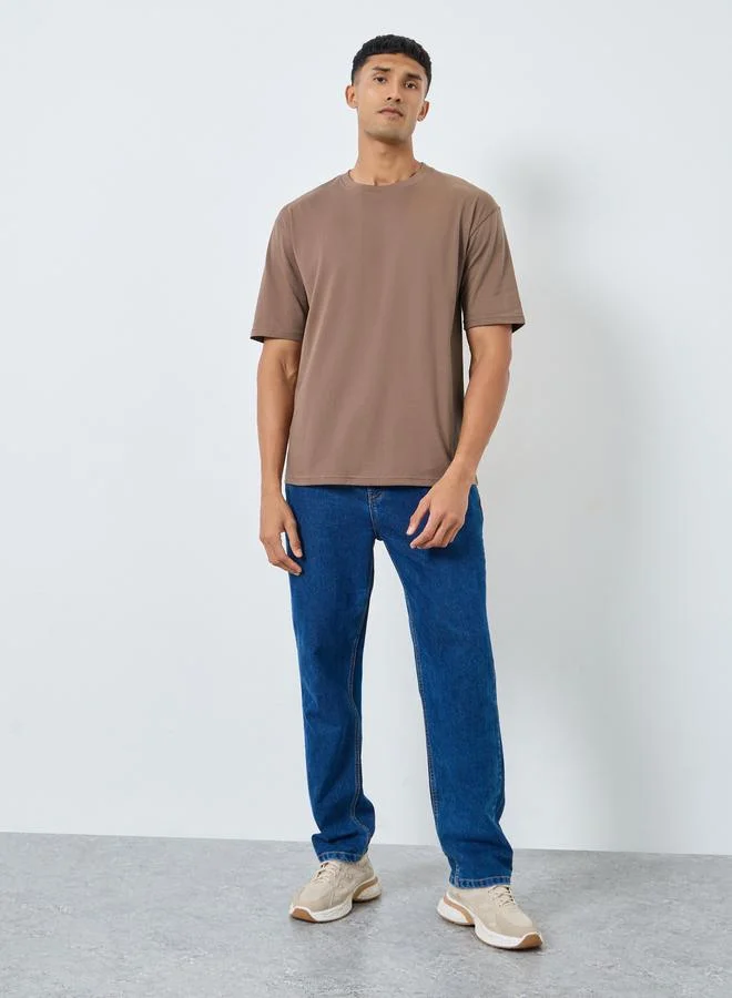 Styli Graphic Print Crew Neck Oversized T-Shirt