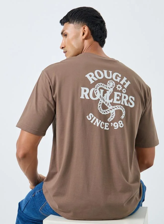 Styli Graphic Print Crew Neck Oversized T-Shirt