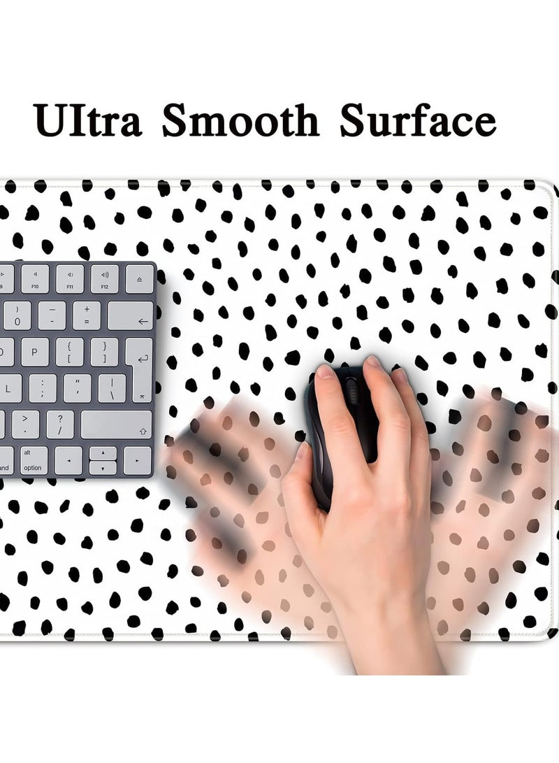 Black Polka Dot Gaming Mouse Pad (80× 30cm) for Keyboard and Mouse Desk Mat – Anti Slip Rubber Base – Stitched Edges – Waterproof – Speed Edition - Image 2