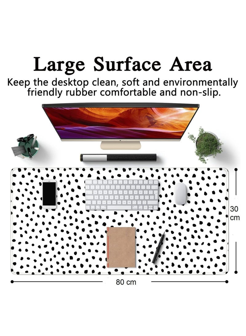 Black Polka Dot Gaming Mouse Pad (80× 30cm) for Keyboard and Mouse Desk Mat – Anti Slip Rubber Base – Stitched Edges – Waterproof – Speed Edition - Image 3