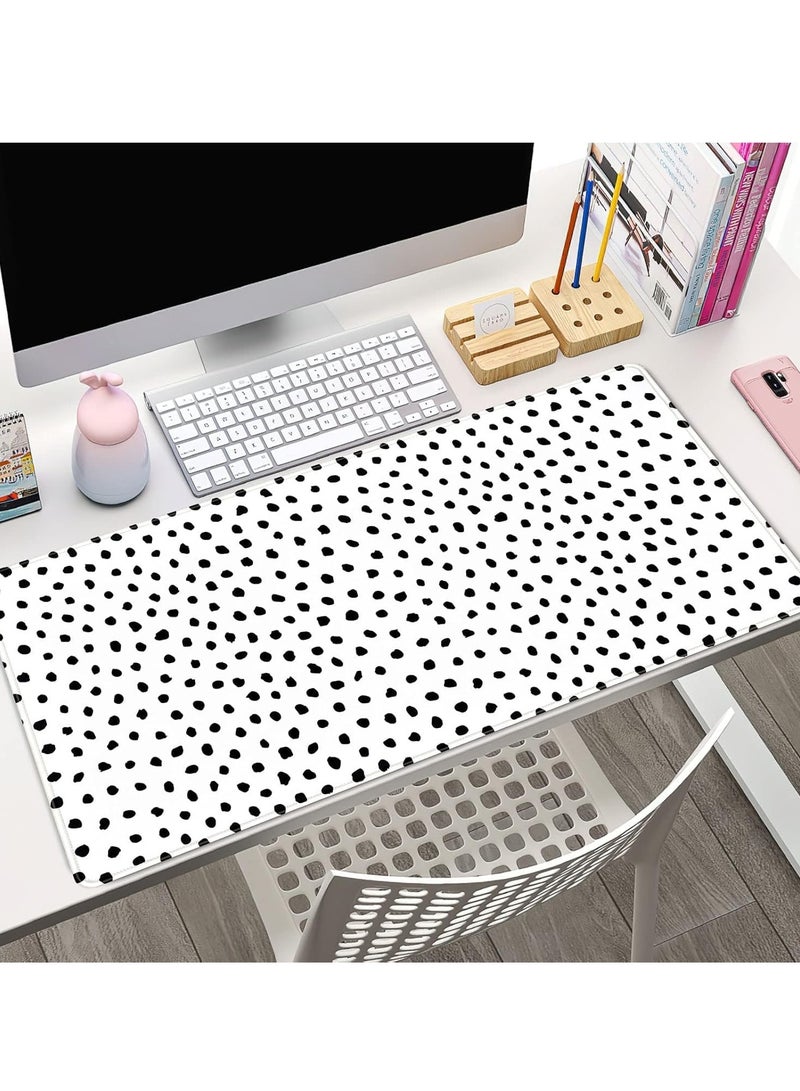 Black Polka Dot Gaming Mouse Pad (80× 30cm) for Keyboard and Mouse Desk Mat – Anti Slip Rubber Base – Stitched Edges – Waterproof – Speed Edition - Image 5