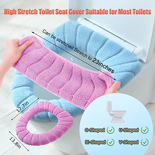 Legigo 5 Pack Thicker Bathroom Toilet Seat Cover Pads- Soft Warmer Toilet Seat Cushion Cover Stretchable Washable Fiber Cloth, Easy Installation Comfortable Toilet Lid Seat Cover(Pumpkin Modelling) - Image 2