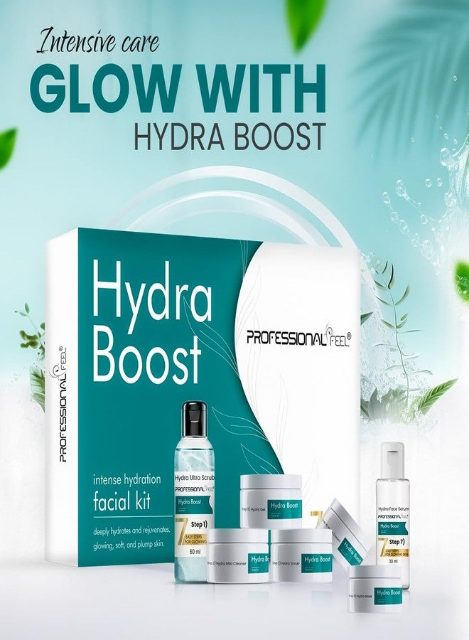 Professional Feel Hydra Boost Intense Hydration Facial Kit, Ultra Scrub + Mild Cleanser + Hydra Scrub + Massage Cream + Hydra Gel + Hydra Mask + Face Serum (Set of 7) 610 gm - Image 3