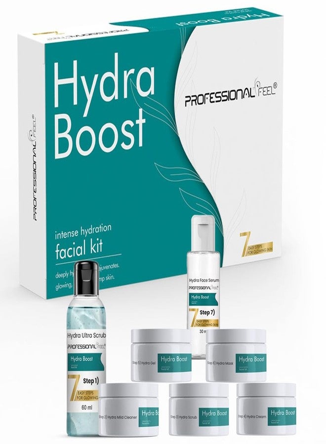 Professional Feel Hydra Boost Intense Hydration Facial Kit, Ultra Scrub + Mild Cleanser + Hydra Scrub + Massage Cream + Hydra Gel + Hydra Mask + Face Serum (Set of 7) 610 gm - Image 2