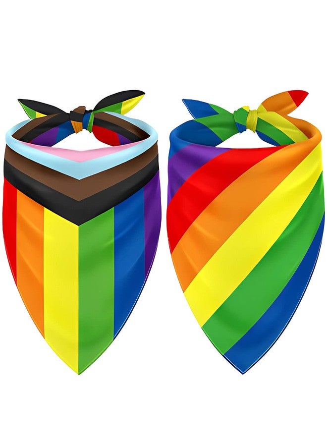 وولاين مجموعة من قطعتين من أوشحة الكلاب بألوان قوس قزح من والين، مرايل مثلثة، وشاح قابل للتعديل، وشاح قابل للغسل، مناسب للكلاب والقطط وحفلات الحيوانات الأليفة في يوم فخر المثليين. - Image 1