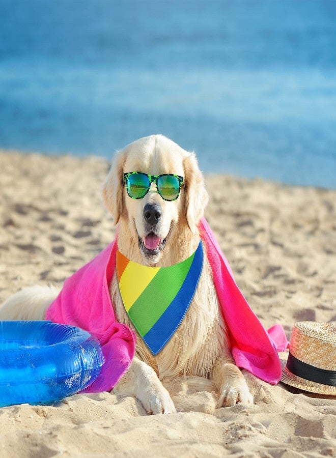 وولاين مجموعة من قطعتين من أوشحة الكلاب بألوان قوس قزح من والين، مرايل مثلثة، وشاح قابل للتعديل، وشاح قابل للغسل، مناسب للكلاب والقطط وحفلات الحيوانات الأليفة في يوم فخر المثليين. - Image 4