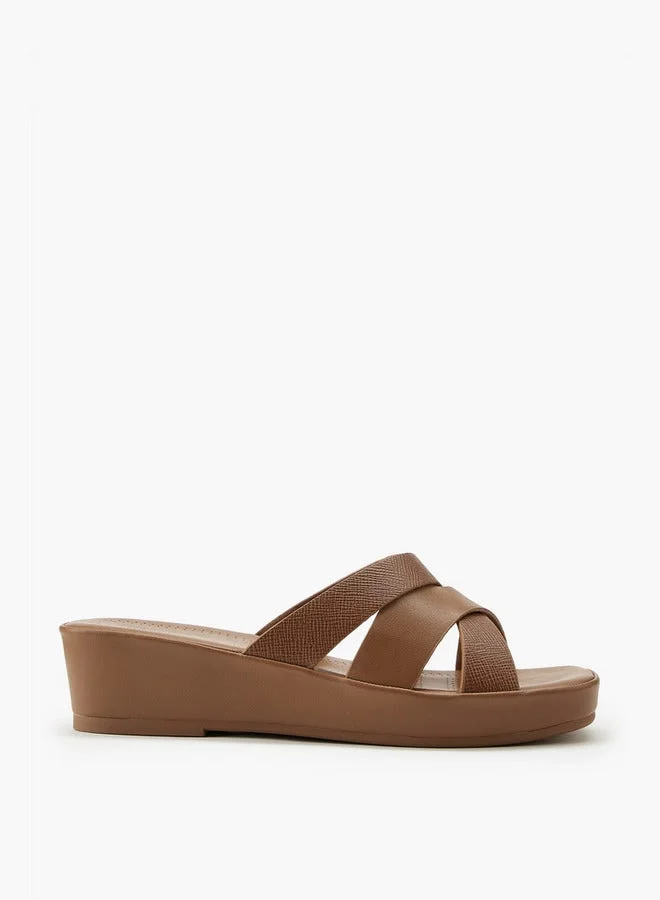 Textured Criss-Cross Wedge Sandals