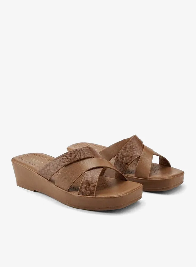Textured Criss-Cross Wedge Sandals