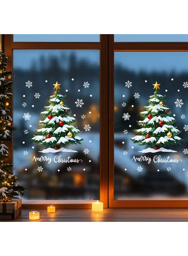 KJ 47 Model 3D Static Cling Christmas Tree Window Sticker Reusable PVC Tiger Pattern Home Festive Decoration - Image 4