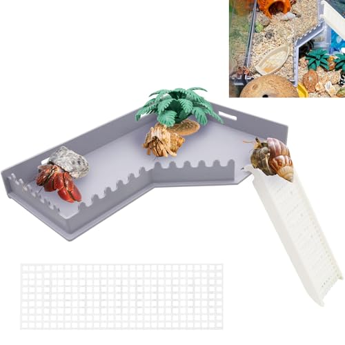 Niuohoy Hermit Crab LShaped Platform with Ladder Hermit Crab Climbing Toys Habitat Tank Accessories Reptile Hamster Activity Platform - Image 1