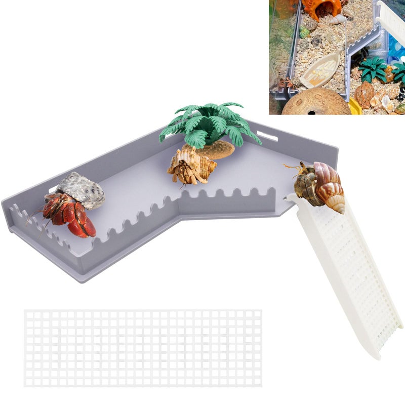 Niuohoy Hermit Crab LShaped Platform with Ladder Hermit Crab Climbing Toys Habitat Tank Accessories Reptile Hamster Activity Platform - Image 2