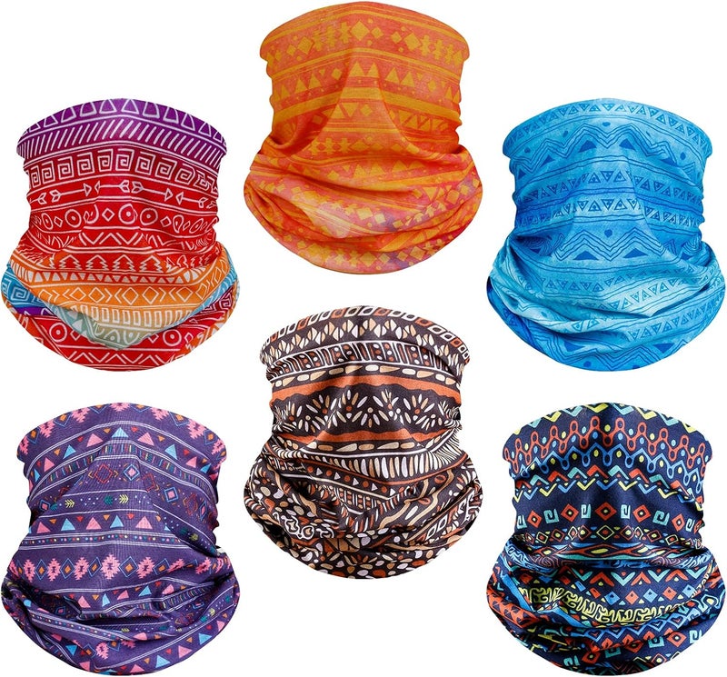 AZORINA 6 Pack Neck Gaiter Elastic Balaclavas Face Mask Versatile Bandana for Men Women - Image 1