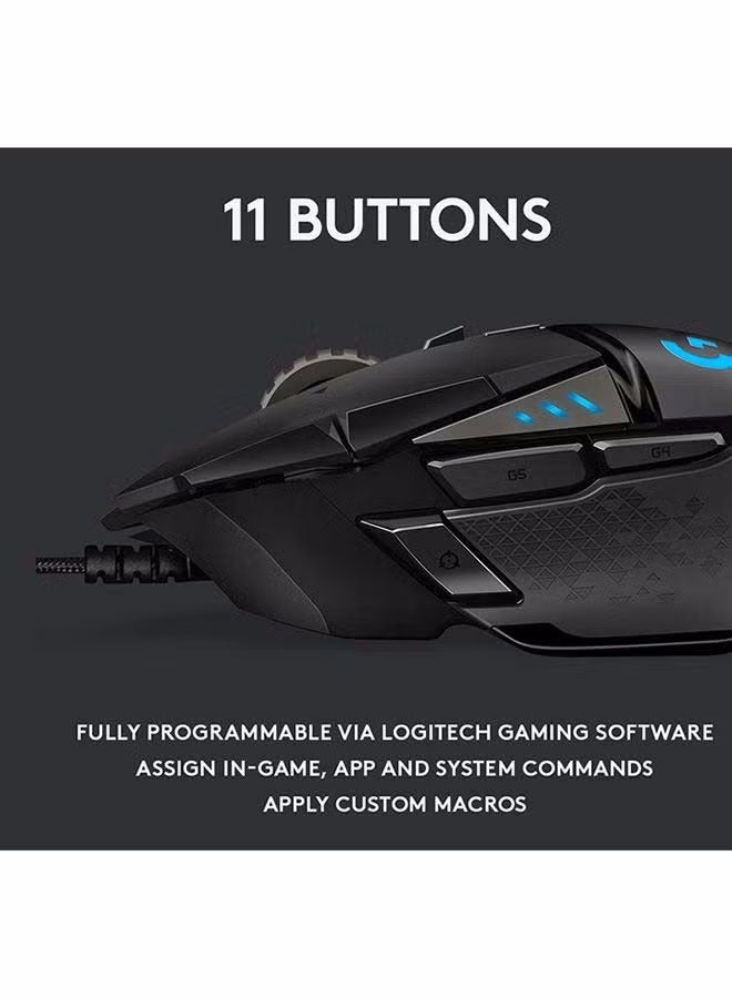 G502 Hero High Performance Wired Gaming Mouse, Hero 25K Sensor, 25,600 DPI, RGB, Adjustable Weights, 11 Programmable Buttons, On-Board Memory, PC And Mac - Image 5