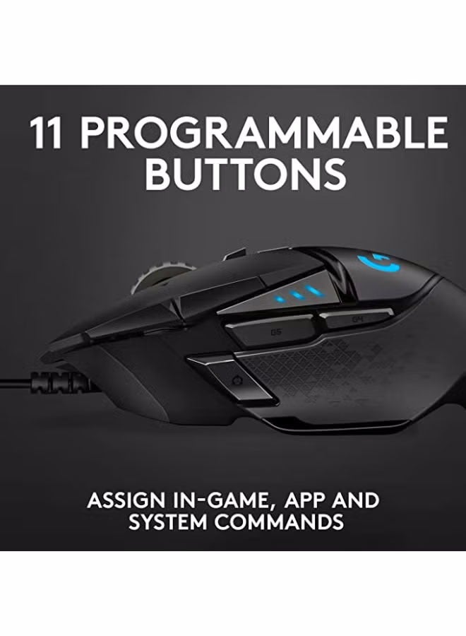 G502 Hero High Performance Wired Gaming Mouse, Hero 25K Sensor, 25,600 DPI, RGB, Adjustable Weights, 11 Programmable Buttons, On-Board Memory, PC And Mac - Image 2