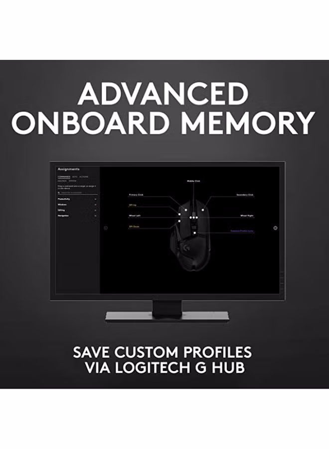 G502 Hero High Performance Wired Gaming Mouse, Hero 25K Sensor, 25,600 DPI, RGB, Adjustable Weights, 11 Programmable Buttons, On-Board Memory, PC And Mac - Image 4