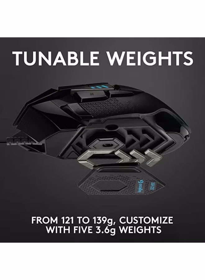 G502 Hero High Performance Wired Gaming Mouse, Hero 25K Sensor, 25,600 DPI, RGB, Adjustable Weights, 11 Programmable Buttons, On-Board Memory, PC And Mac - Image 3