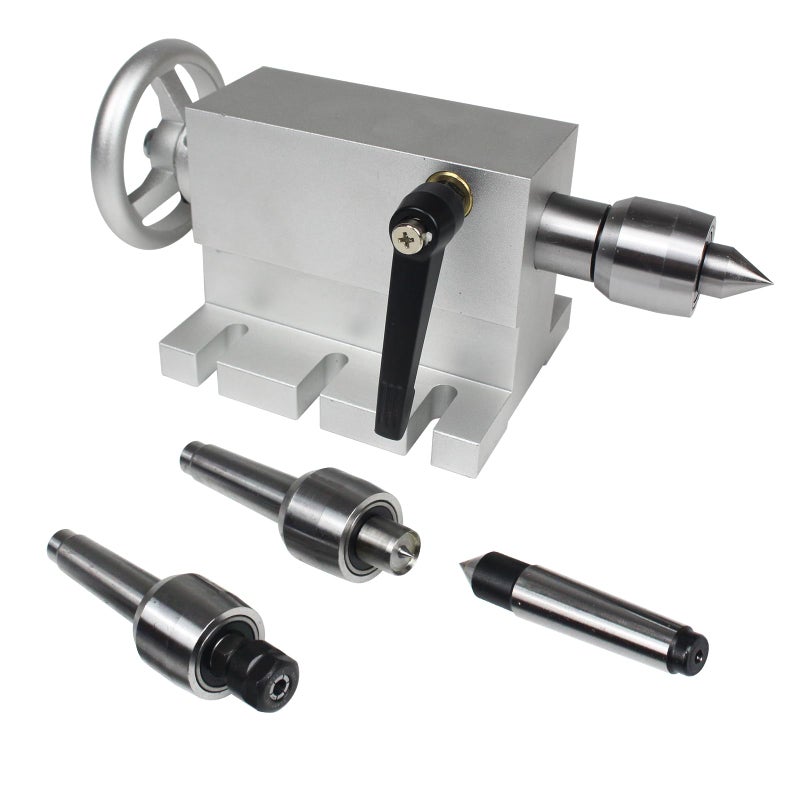 CNCTOPBAOS 65mm Lathe Center Morse Taper 2 Live Center Movable MT2 Tailstock with 4pcs Replaceable Heads For CNC 4h Axis Engraving Machine Woodworking