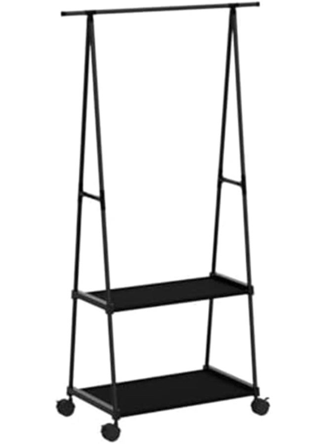 Lukzer 1PC Garment Stand Coat Hanging Rack A Shape Hanger with 2 Bottom Shelves Multipurpose Clothes Shoes Blanket Pot Holding Standing Shelf (Black / 160 x 55 x 42cm)  - Image 4