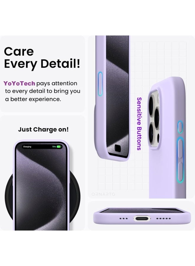 YoYoTech iPhone 15 Pro Max Case,Magnetic Liquid Silicone Compatible with MagSAFE Charging Strong Grade Drop Tested,Soft,Shockproof Protective Fiber Lining,Full Protection Cover-Purple - Image 3