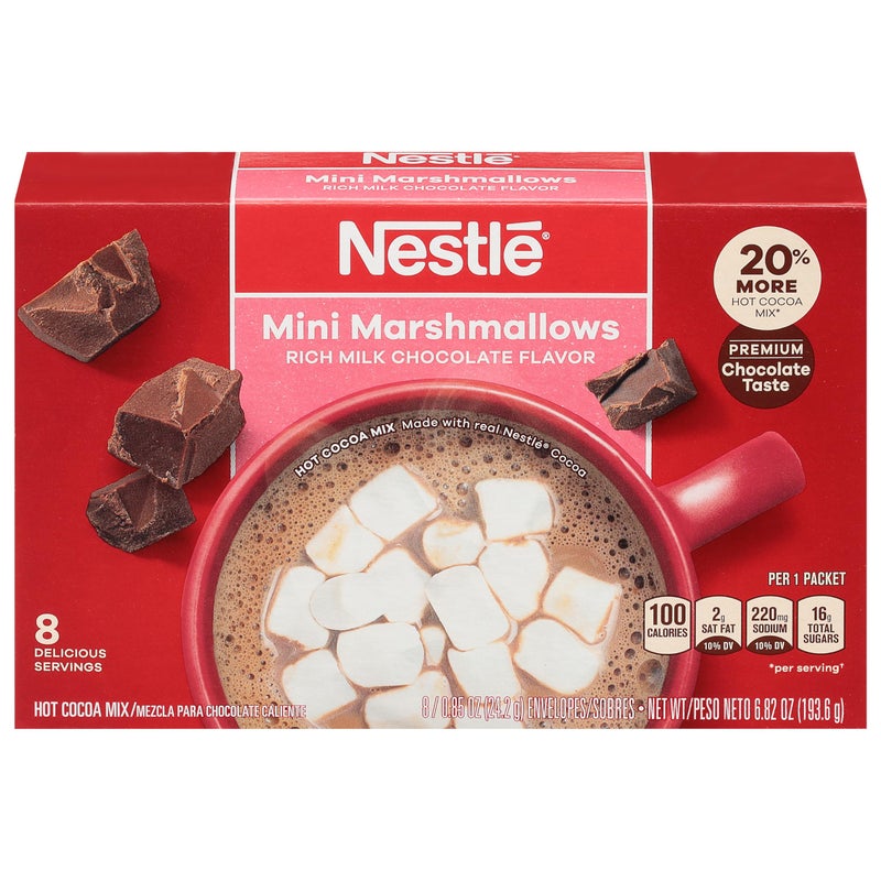Nestle Hot Cocoa Mix Mini Marshmallows 8 x 0.85 ounces Carton