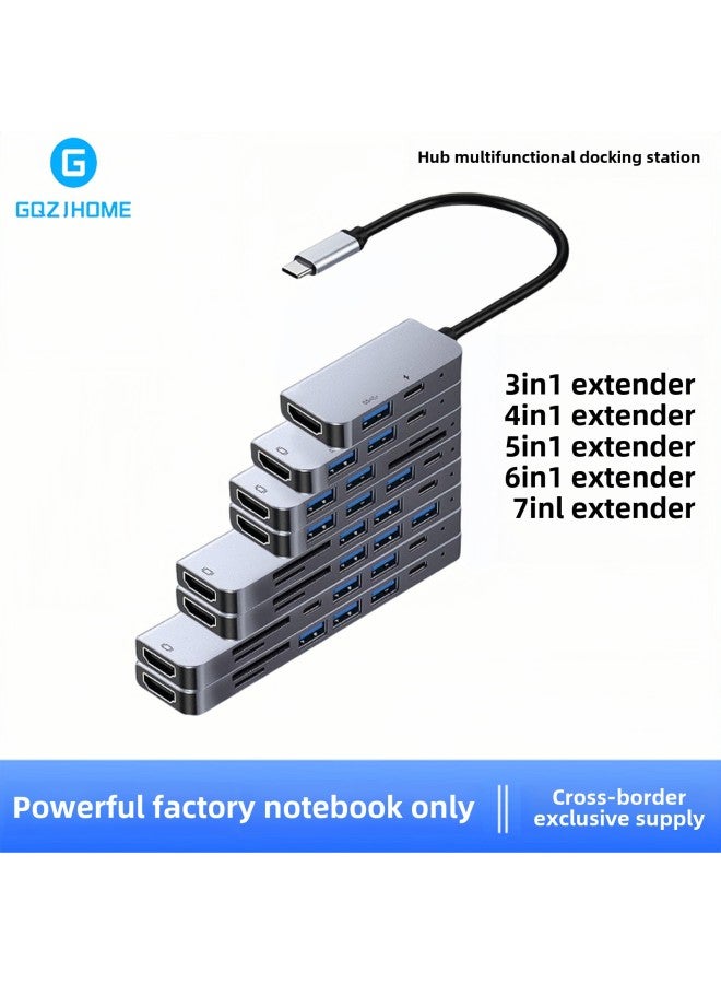 Seven-in-one Docking Station Multi-function Hub Card Reader Type-c Network Port Usb Multi-port Docking Station-Number Of Interfaces:6in1（USB*2）  - Image 2