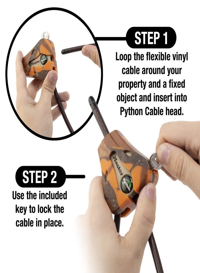 Master Lock Cable Lock, Python Adjustable Keyed Cable Lock, 6 ft. Long Cable, 2 Pack Mossy Oak Blaze Camouflage - Image 4