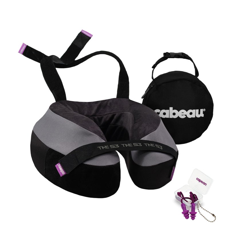 Cabeau Cabeau The Neck's Evolution, TNE S3 Travel Neck Pillow Memory Foam Airplane Pillow - Neck Pillow with Attachment Straps - 360-Degree Support for Travel, Home, Office, and Gaming - (Berlin Grey)  - Image 1