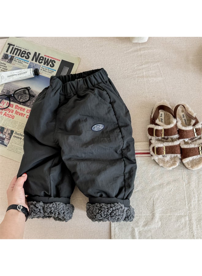 Sweetheart Kids' Clothing Autumn Winter New Style Korean Fleece Lined Thickened Winter Cotton Pants Girls Boys Pants - Image 1