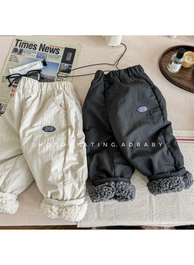 Sweetheart Kids' Clothing Autumn Winter New Style Korean Fleece Lined Thickened Winter Cotton Pants Girls Boys Pants - Image 3