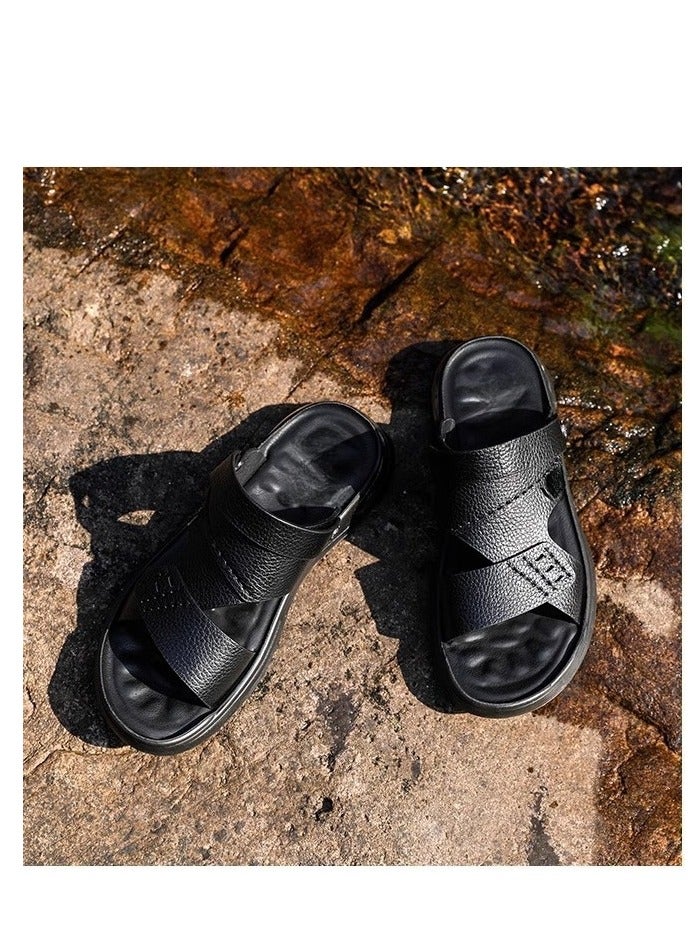 Warrior New Fashionable Leather Men's Business Slippers - Image 2