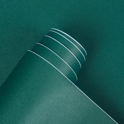 HAPPYMATES Self Adhesive Wallpaper Waterproof Old Furniture Vinyl Stickers Wooden Door Wardrobe Desktop PVC Wall Papers (24 X 48 Inch, Dark Green Wood Matte) - Image 1