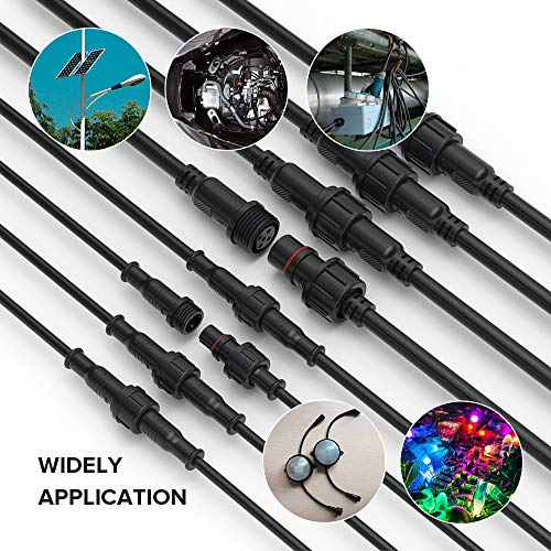 BTF-LIGHTING 5PCS 9.84ft 3meter 4 Pin 0.2mm²/24AWG IP65 Extension Cable Wire with Male and Female Connectors at Both Ends for RGB 5050 WS2815 WS2805 SK9822 etc LED Strip 15mm nut Small Size - Image 3