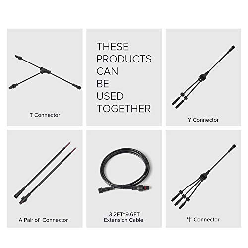 BTF-LIGHTING 5PCS 9.84ft 3meter 4 Pin 0.2mm²/24AWG IP65 Extension Cable Wire with Male and Female Connectors at Both Ends for RGB 5050 WS2815 WS2805 SK9822 etc LED Strip 15mm nut Small Size - Image 5