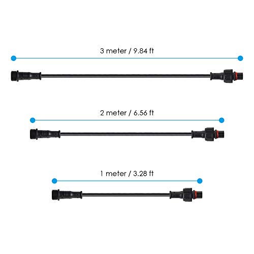 BTF-LIGHTING 5PCS 9.84ft 3meter 4 Pin 0.2mm²/24AWG IP65 Extension Cable Wire with Male and Female Connectors at Both Ends for RGB 5050 WS2815 WS2805 SK9822 etc LED Strip 15mm nut Small Size - Image 2