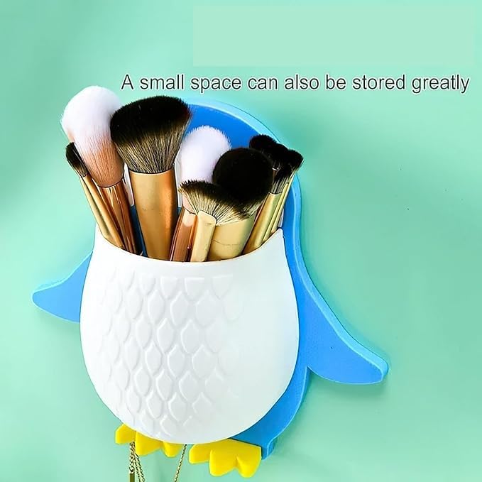VIDORA Plastic Wall Mounted Penguin Design Toothpaste Holder Unique Design Wall Mounted Self Adhesive Storage Wall Mount Toothbrush Holder Wall Mount Remote and Mobile Stand - Image 5