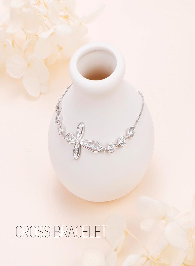 Ladytree 925 Sterling Silver Cross Bracelet for Women Adjustable God Faith Christian Jewelry Gift - Image 4