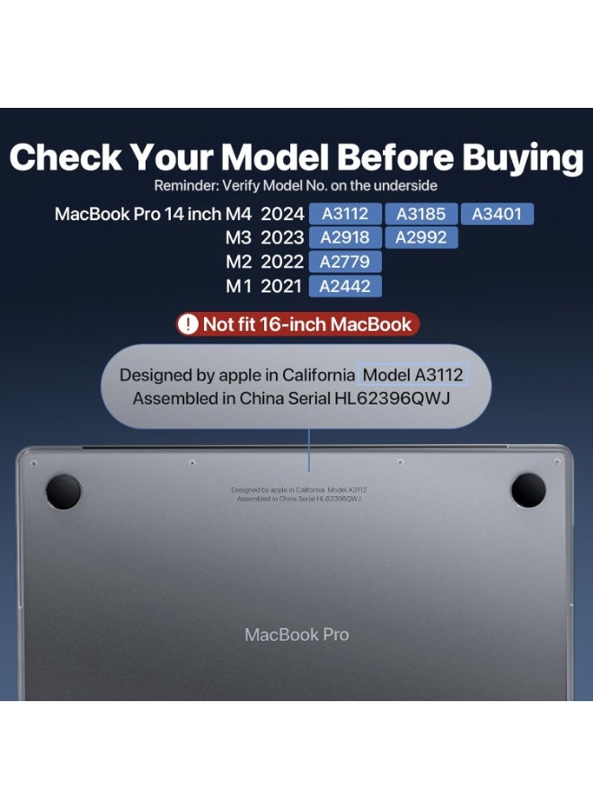 T I G O MacBook Pro 14" Matte Clear Transparent Case with Foldable Stand – Protective Hard Shell with overheating protection for 2024-2021 M3 Pro/Max, M2, M1 Models (A2918/A2992/A2779/A2442) - Image 2