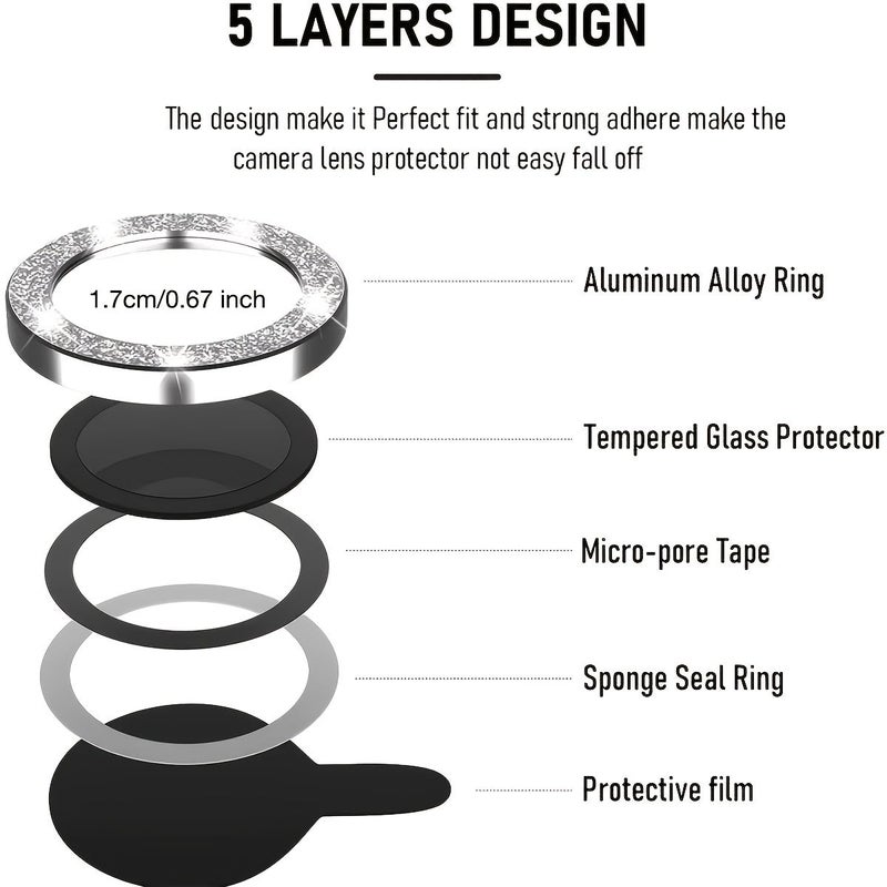 3 Pcs Scratch Resistant HD Camera Lens Protector Compatible With iPhone 17 Pro Max iPhone 17 Pro 9H Tempered Metal Ultra Thin Camera Screen Protector Cover Ring Perfect Fit Easy Install - Image 2