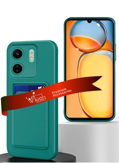 دبليو تيك غطاء حماية من السيليكون TPU مع حامل البطاقة لهاتف Xiaomi Redmi 13C 4G 2023 / Xiaomi Poco C65 4G 2023 أخضر داكن  - Image 1