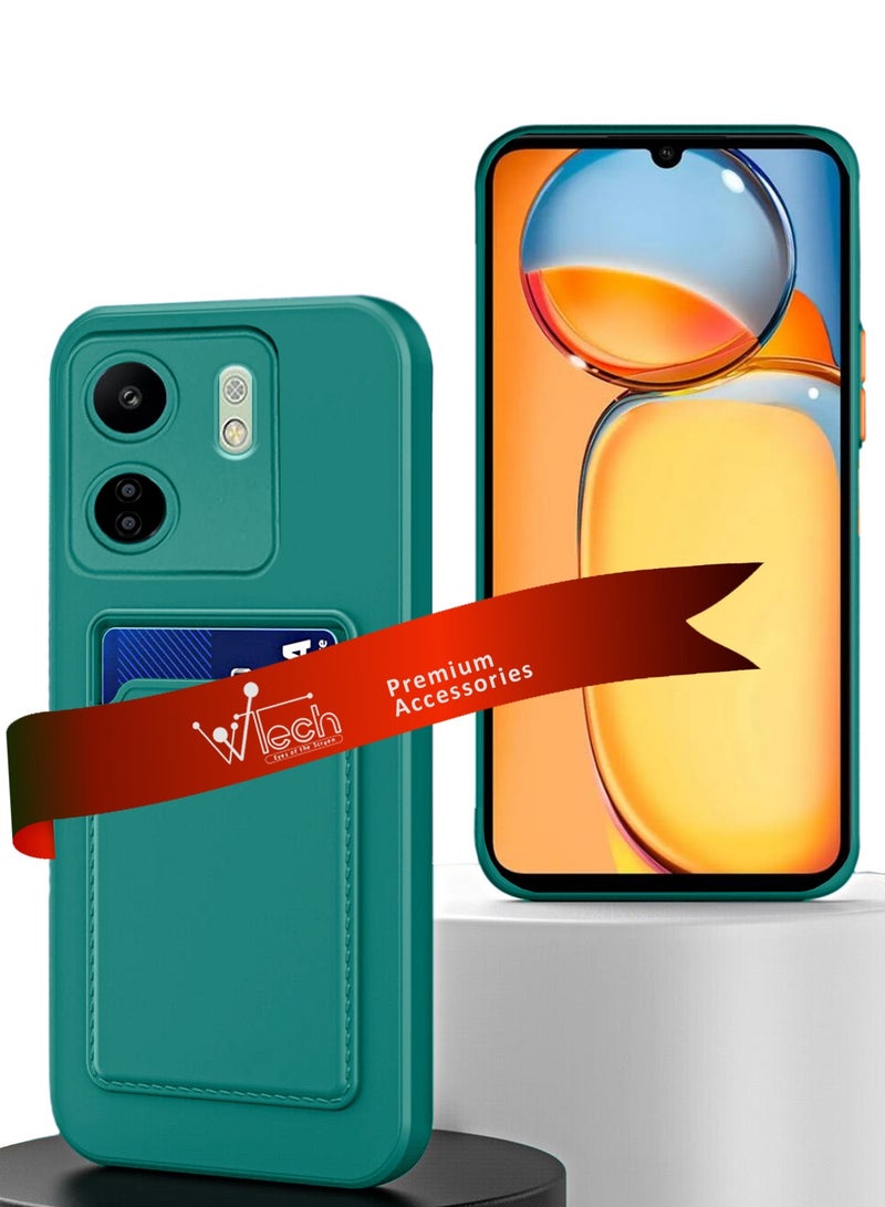 Wtech Silicone TPU With Card Holder Case Cover For Xiaomi Redmi 13C 4G 2023 / Xiaomi Poco C65 4G 2023 Green  - Image 1