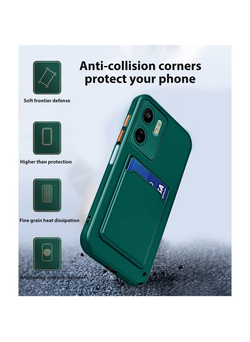 Wtech Silicone TPU With Card Holder Case Cover For Xiaomi Redmi 13C 4G 2023 / Xiaomi Poco C65 4G 2023 Green  - Image 2