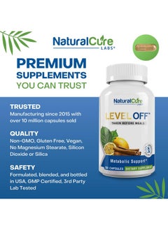 ناتشورال كيور لابس مكمل غذائي من Natural Cure Labs Level Off - Spike Curb - 120 كبسولة - 60 وجبة - نباتي، غير معدّل وراثيًا، خالٍ من الجلوتين  - Image 3