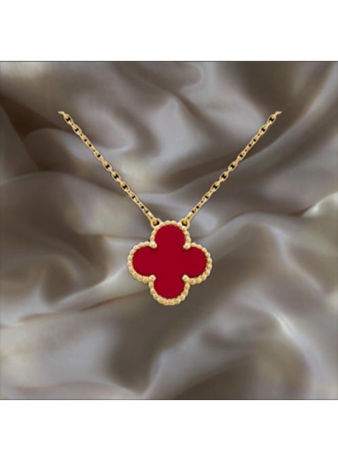 Luxuria 18k gold-plated stainless steel necklace, modern and simple design four-leaf clover pendant, choker for women - Image 1